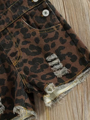 Baby Girls Ripped Denim Overalls Shorts