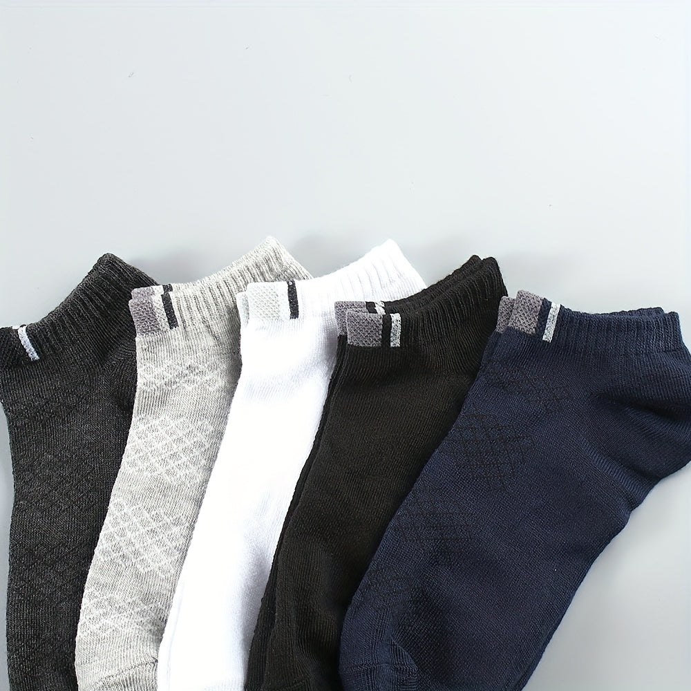 10 Pairs Grid Pattern Sports Ankle Socks For Men