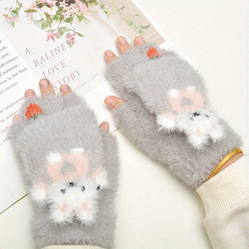 Kids Winter Half-finger Writing Gloves Hand Wash