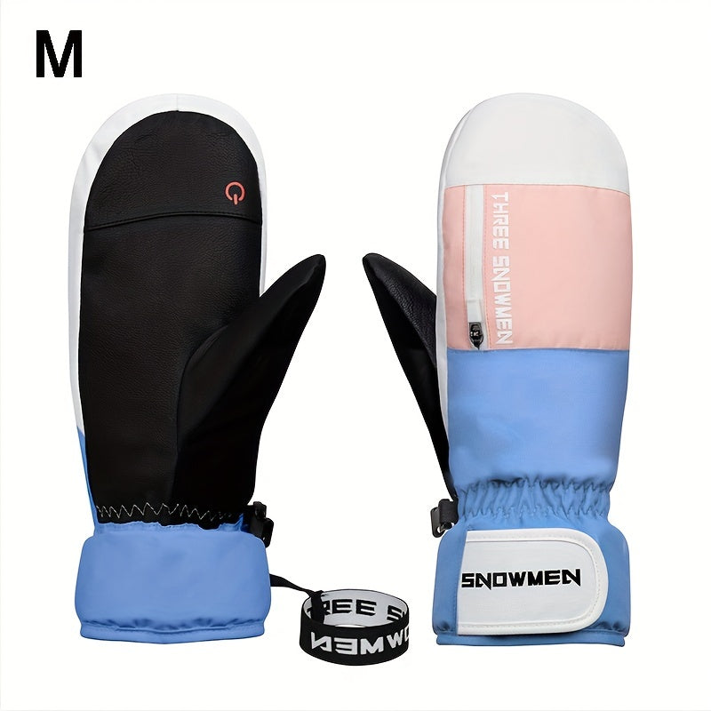 Men's Waterproof Winter Skiing Gloves Touch Screen Thick Warm Zipper Gloves
