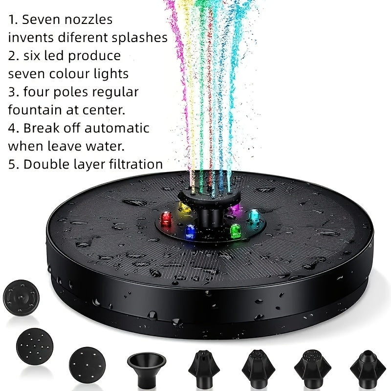 Solar Garden Fountain Water Pump with 7 Nozzles