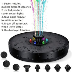 Solar Garden Fountain Water Pump with 7 Nozzles