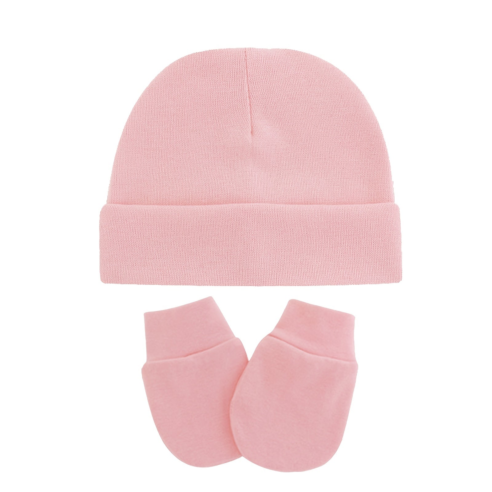 Newborn Hospital Hat Mittens Set Cotton Beanie Cap Gloves
