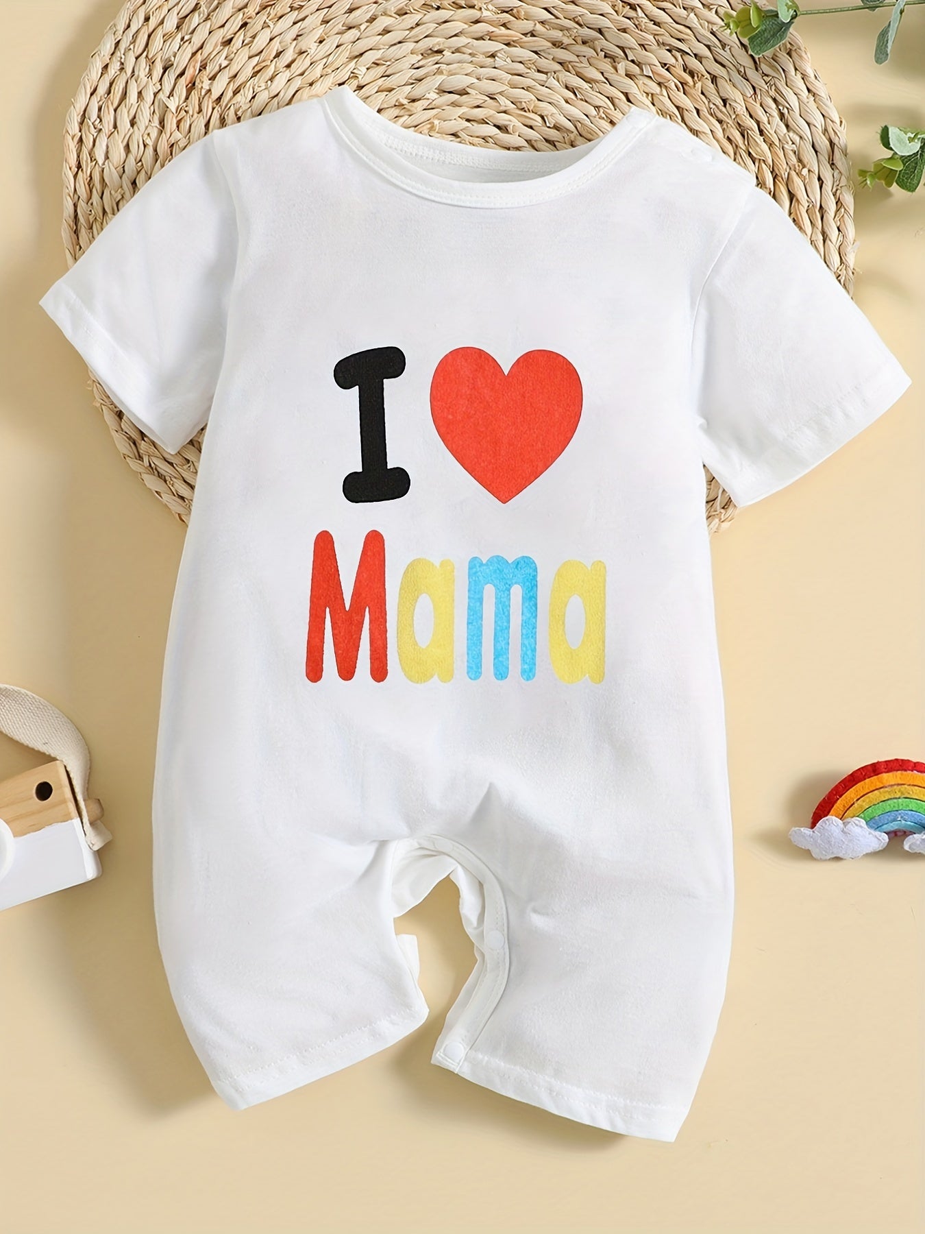 Newborn Baby Jumpsuit I LOVE MAMA Cotton Romper
