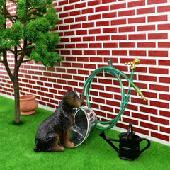 1:12 Scale Garden Hose w/ Golden Fittings for Dollhouse Diorama & Outdoor Decor