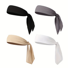 4pcs Solid Winter Men's Tie Long Fitness Hair Band