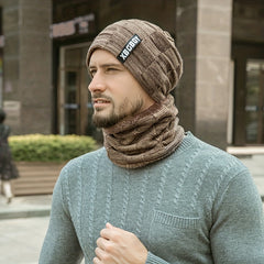 Winter Beanie Hat & Scarf Set Thick Fleece Neck Warmer Skull Cap Keep Ear Warm