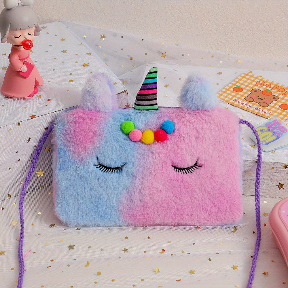Plush Unicorn Coin Purse Crossbody Bag for Girls