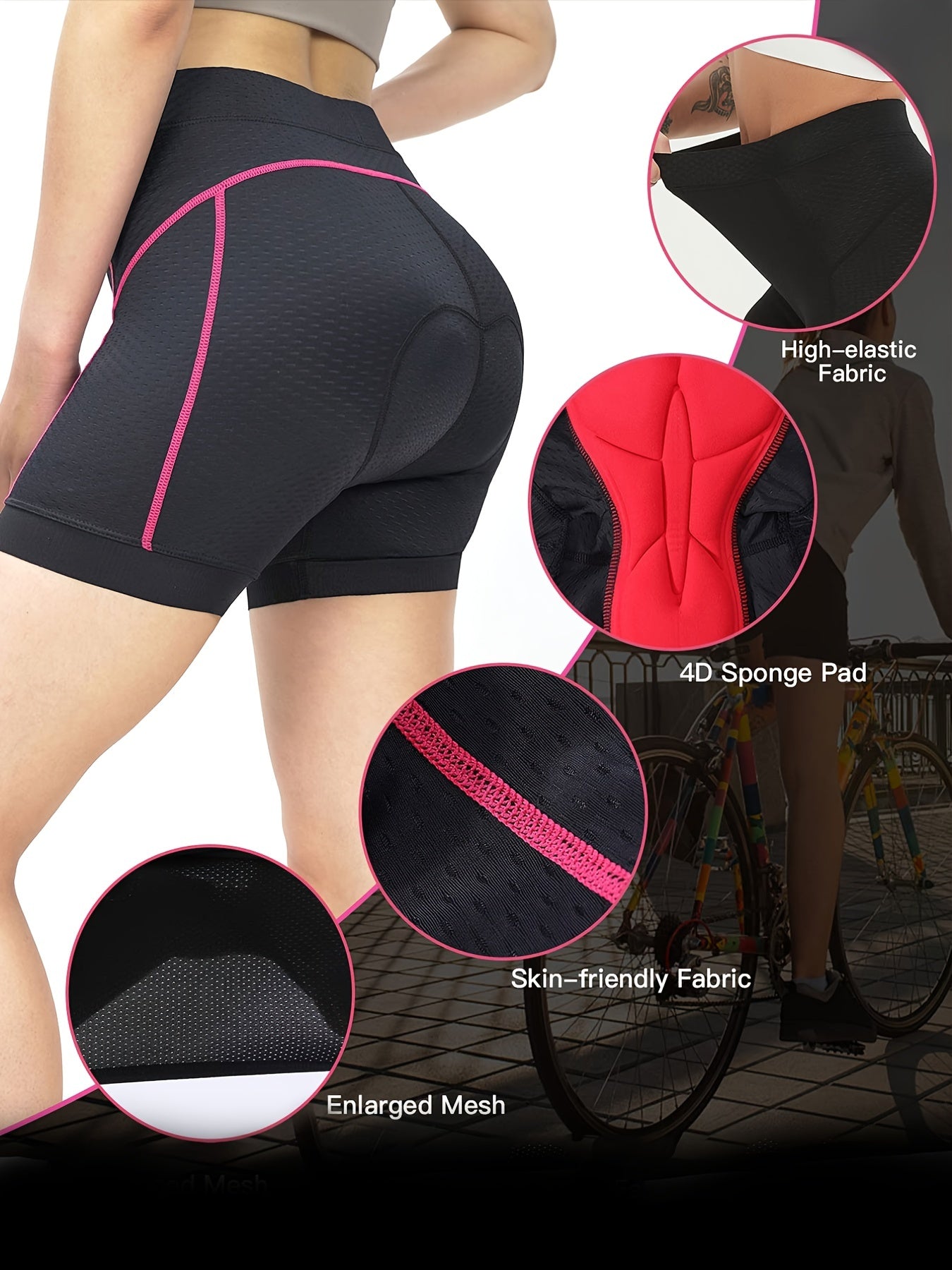 Stretchy Cycling Sports Shorts Padded Yoga Bike Shorts Women's Activewear