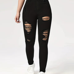 High Stretch Skinny Jeans Distressed Denim Pants