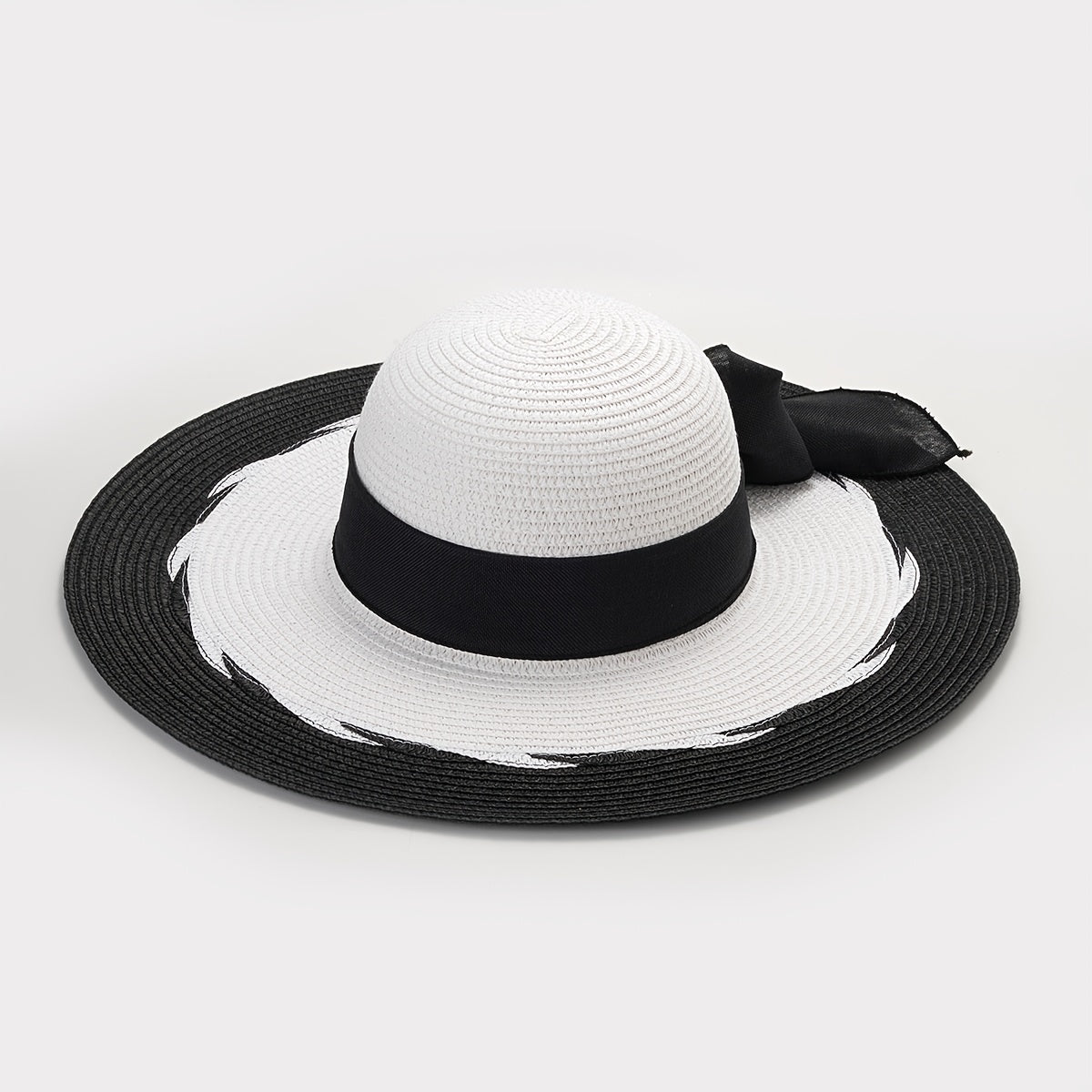 Women Bow Straw Hat Big Brim Summer Beach Sun Hat