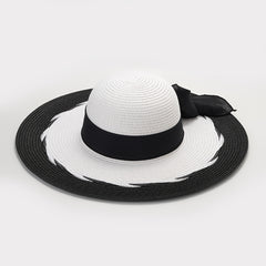 Women Bow Straw Hat Big Brim Summer Beach Sun Hat