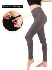 High Waist Women's Fitness Leggings with Inner Pockets