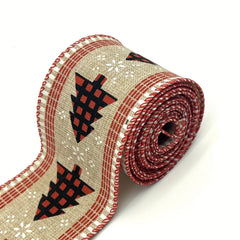 4.57 Meter Burlap Christmas Ribbon Wired Tree Snowman Gnome Brown