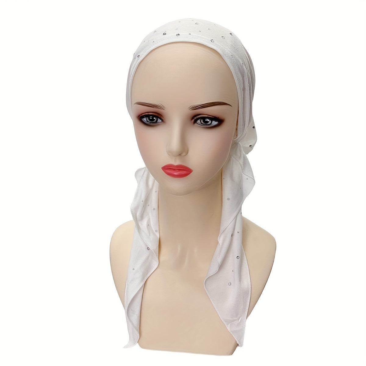 Rhinestone Decor Head Wraps Turban Bonnet Hijab Hat Skull Cap