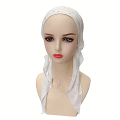 Rhinestone Decor Head Wraps Turban Bonnet Hijab Hat Skull Cap