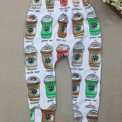 Newborn Coffee Print Baby Boys Leggings Trousers