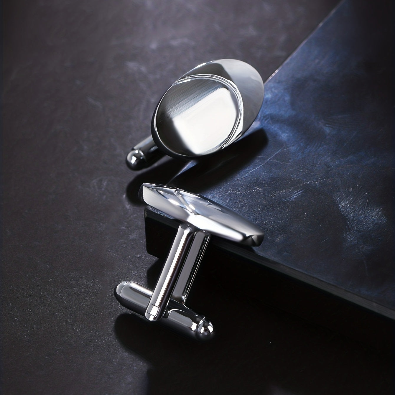 Glossy Nail-Shaped Business French Cufflinks 2-Pack