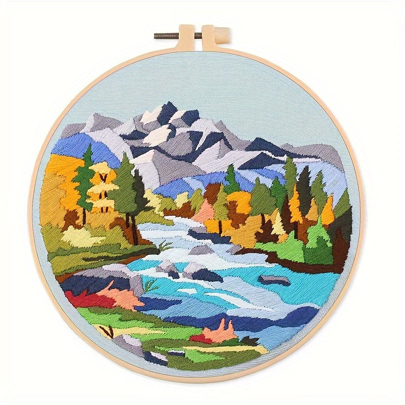Landscape Embroidery DIY Material Bag Kit with Bandage