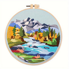 Landscape Embroidery DIY Material Bag Kit with Bandage