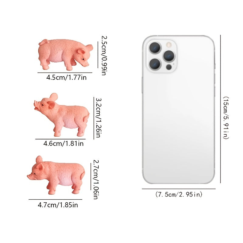 3pcs Mini Piggy Ornament Resin Crafts Yard & Garden Decor