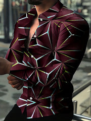 Geometric Print Men's Casual Button Up Shirt