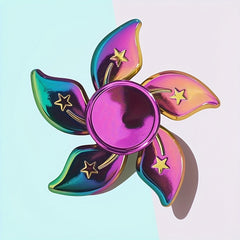 Metal Flower Fidget Spinner Purple & Pink Floral Smooth Rotating Toy