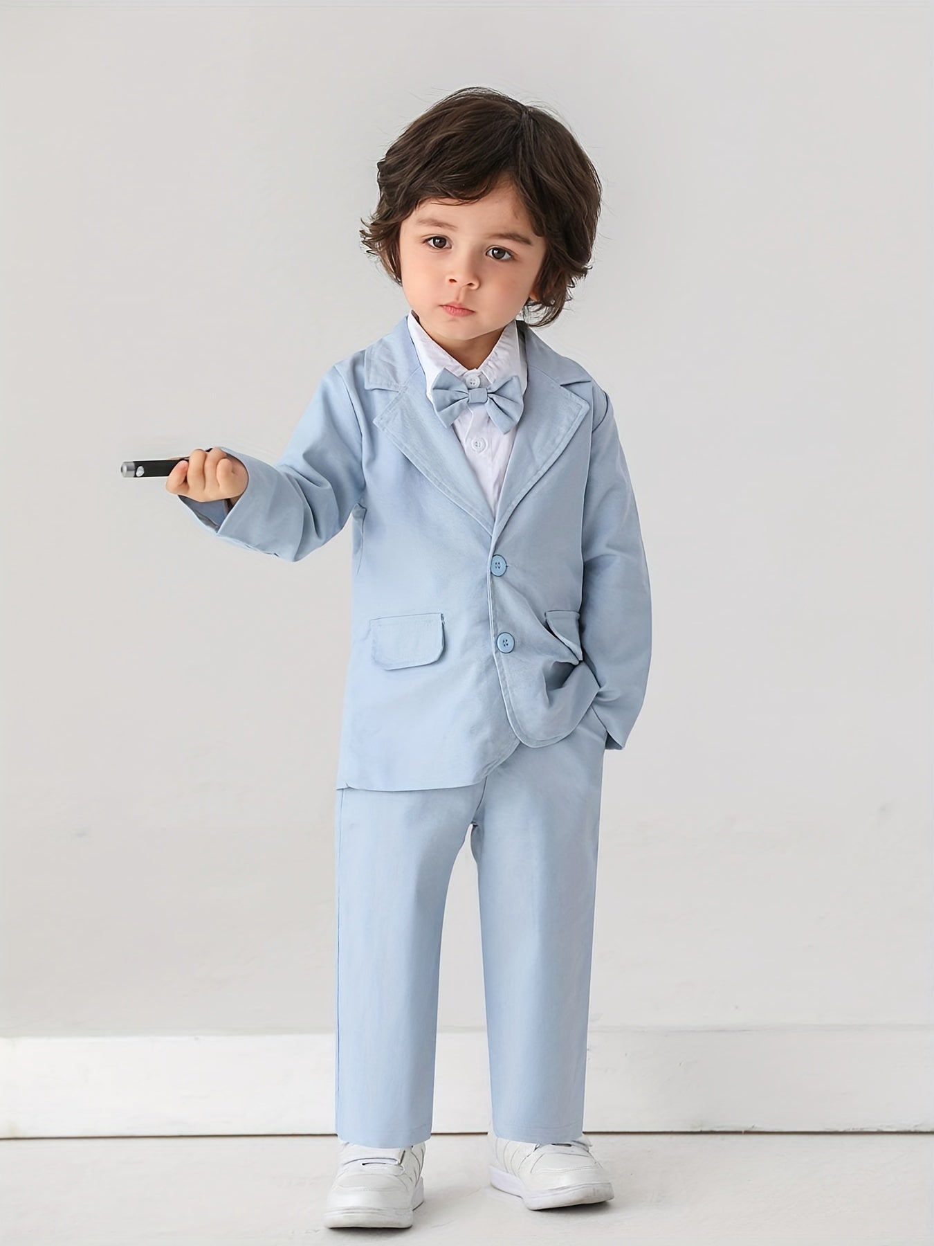 Boys Blazer Pants Suit with Bowknot for Wedding Birthday Party