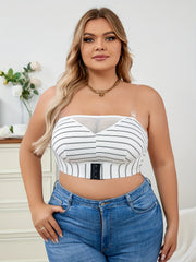 Bra Women's Plus Striped Print Mesh Tube Bralette