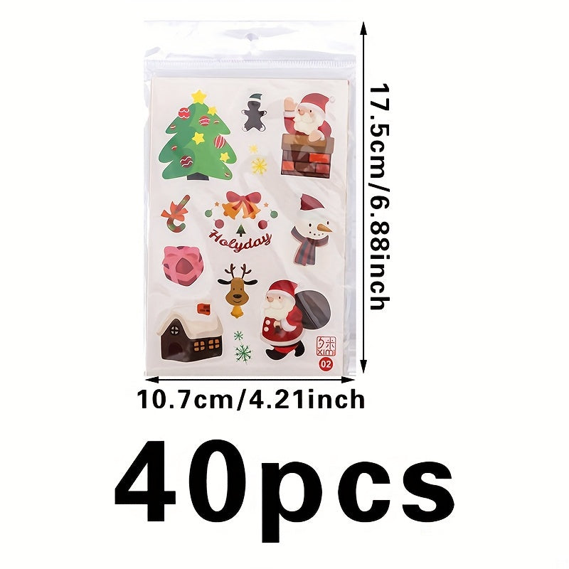 40pcs Christmas Stickers Tree Snowman Water Cup Luggage Decoration