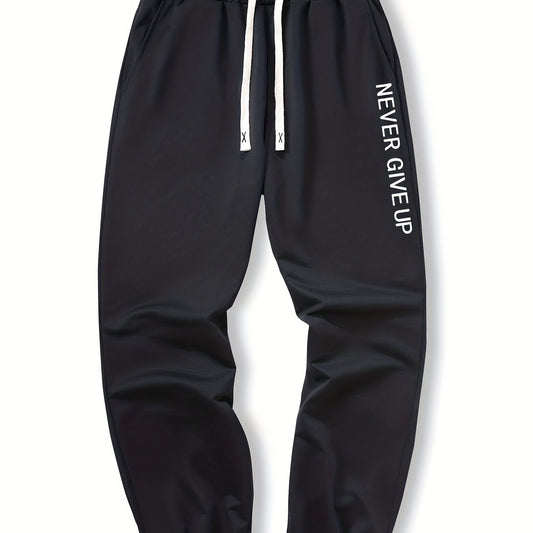 Men's Never Give Up Print Joggers Casual Sweatpants