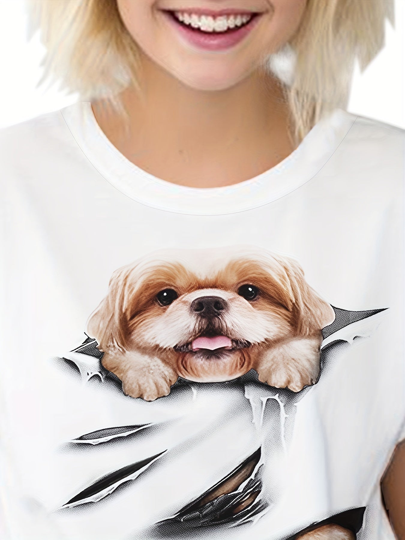 Girls Boys Puppy Graphic Short Sleeve T-shirt - Summer Sports Clothes