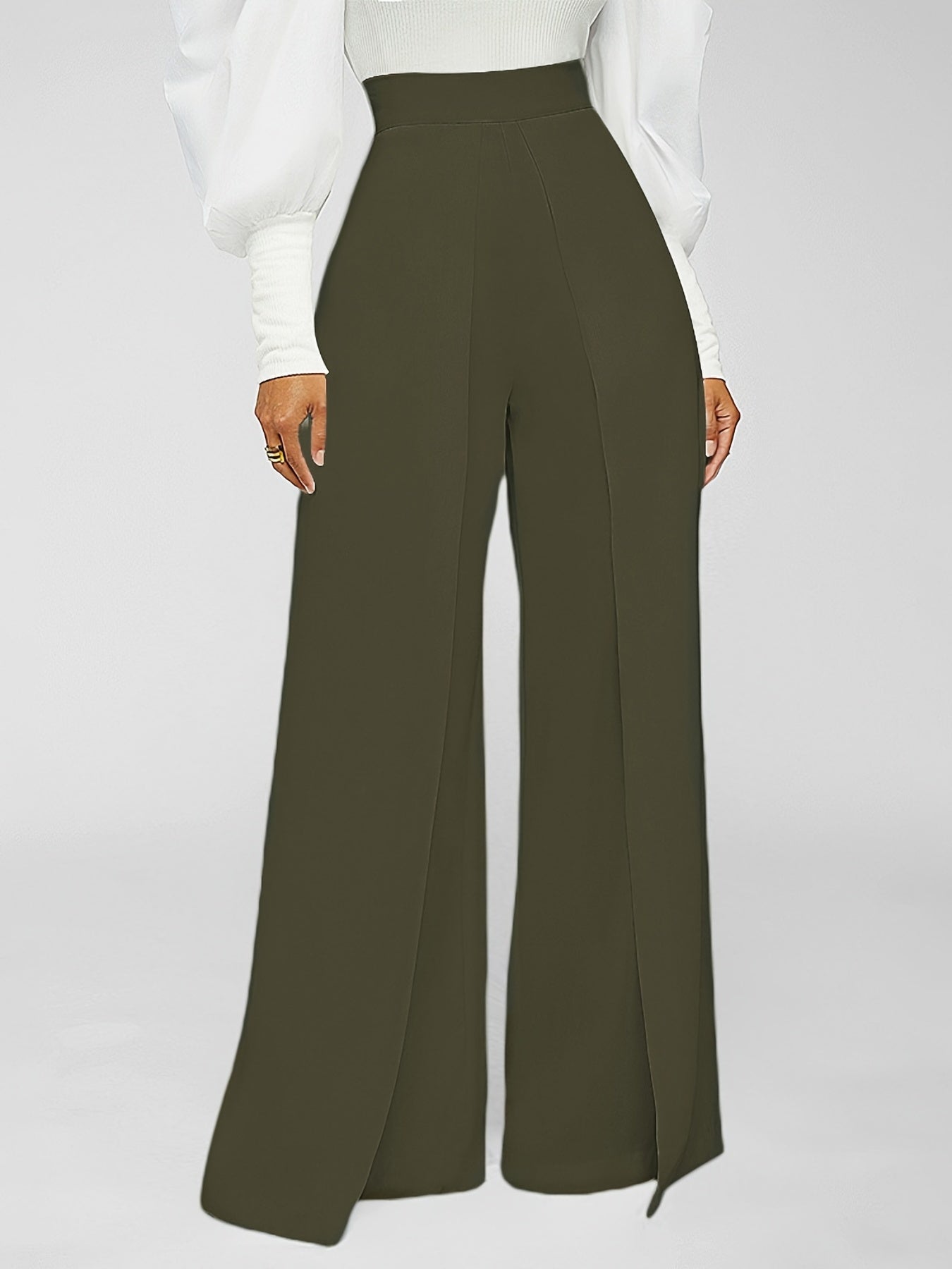Flared Leg High Waist Pants Loose Casual Women's Clothing