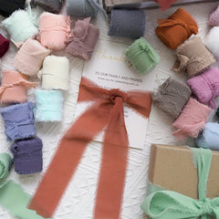 Colorful Fringe Chiffon Silk Ribbon Wedding Invitations