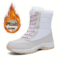 Plush Lined Thermal Snow Boots Wear Resistance Non Slip Round Toe Snow Shoes