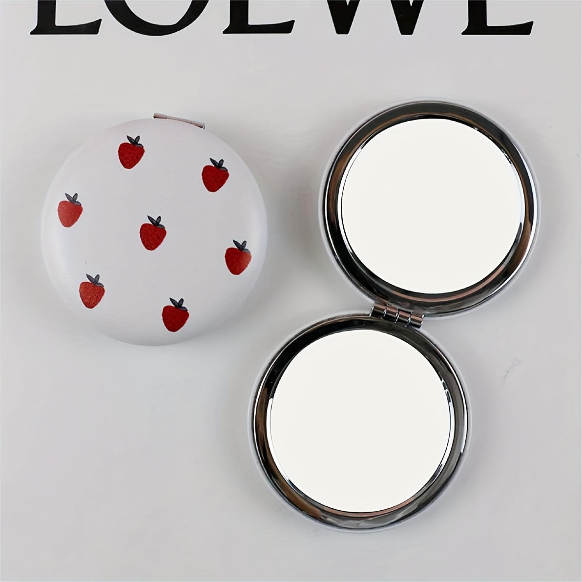 Strawberry Print Makeup Mirror Double Side Folding Cosmetic Vanity Mirror