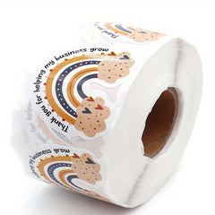 500 Rainbow Thank You Stickers Roll for Gift Decoration