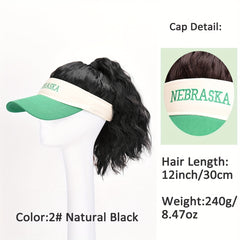 Women's Ponytail Wig Cap with Letter Embroidery Baseball Hat