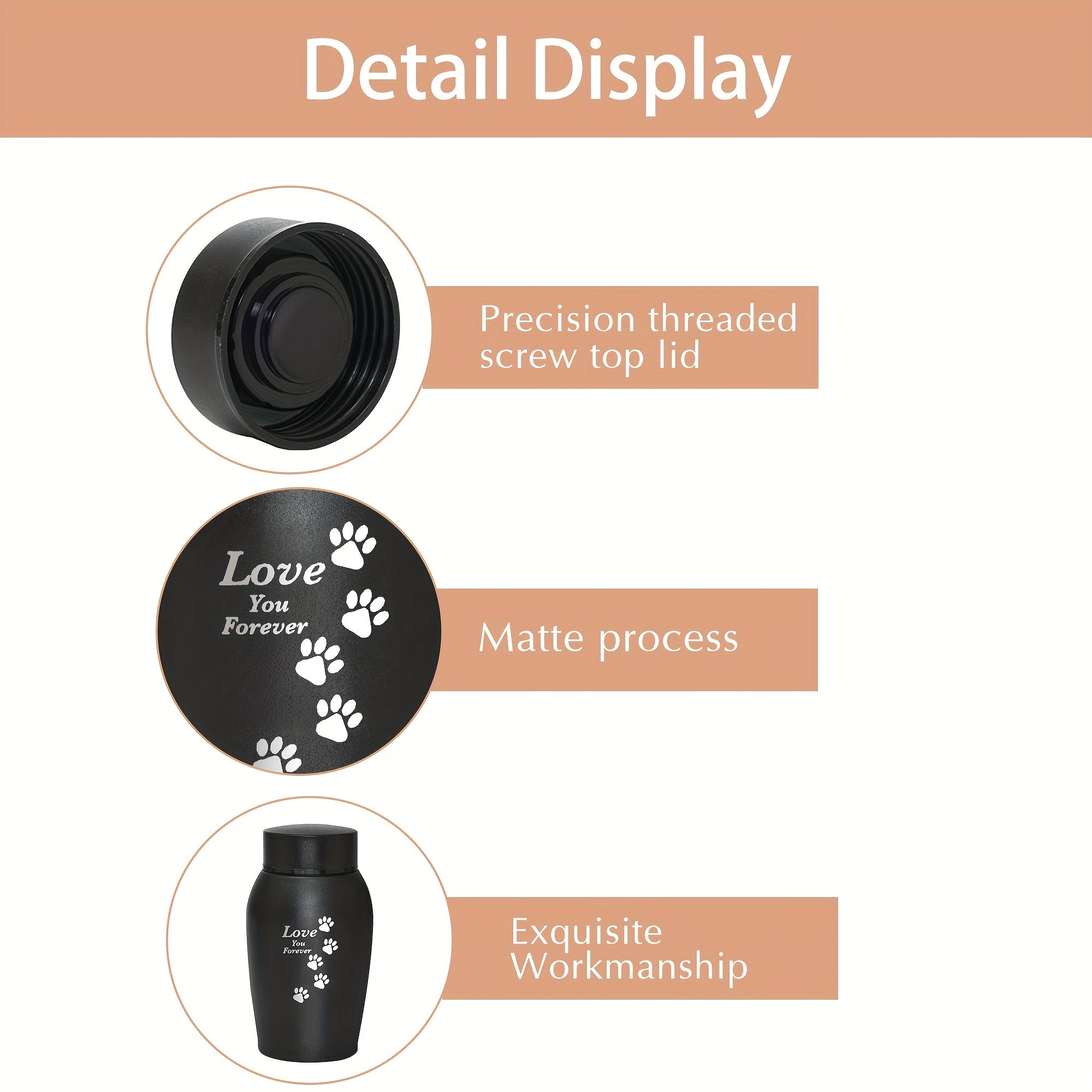 Stainless Steel Pet Urn Dog Ashes Container Memorial Cremation Urns