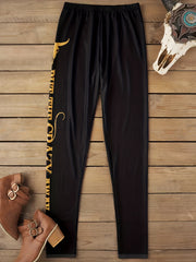 Women's Plus Letter & Cow Print Skinny Leggings