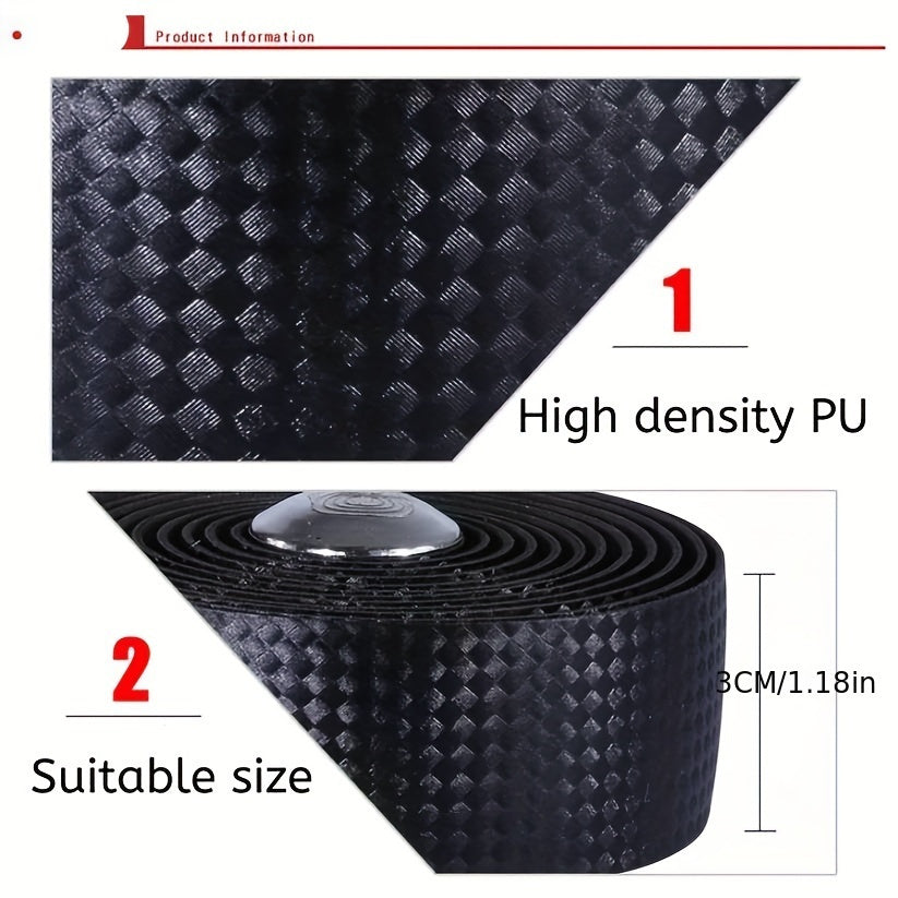 Bike Handlebar Tape Set Red Carbon Pattern Anti Slip Sweat Absorption Breathable