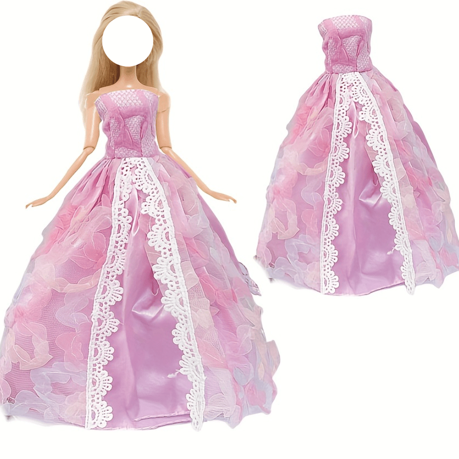 Red Lace Top Princess Mini Gown Dress for 11.8 Inch Doll - Kid Toy Gift