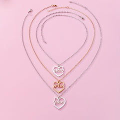 3pcs Friends BFF Pendant Necklace Set Heart Shaped Friendship Gift Jewelry
