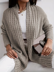 Solid Long Sleeve Open-Front Cardigan