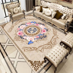 Oriental Floral Area Rug Soft Velvet Non Slip TPR Base