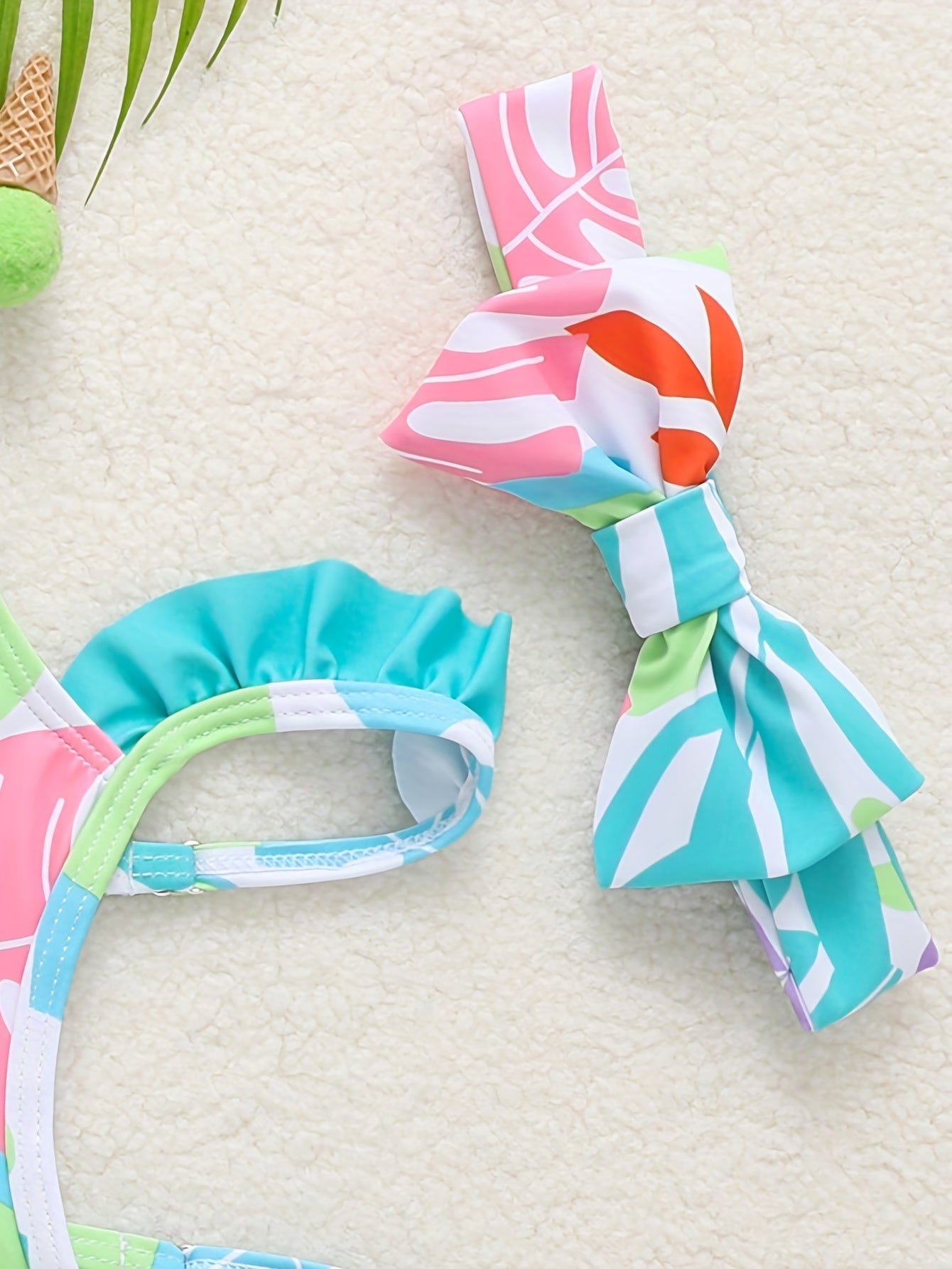Baby Girl 2pcs Swimsuit Set Crop Cami Top & Shorts With Hair Band