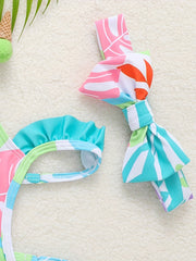 Baby Girl 2pcs Swimsuit Set Crop Cami Top & Shorts With Hair Band