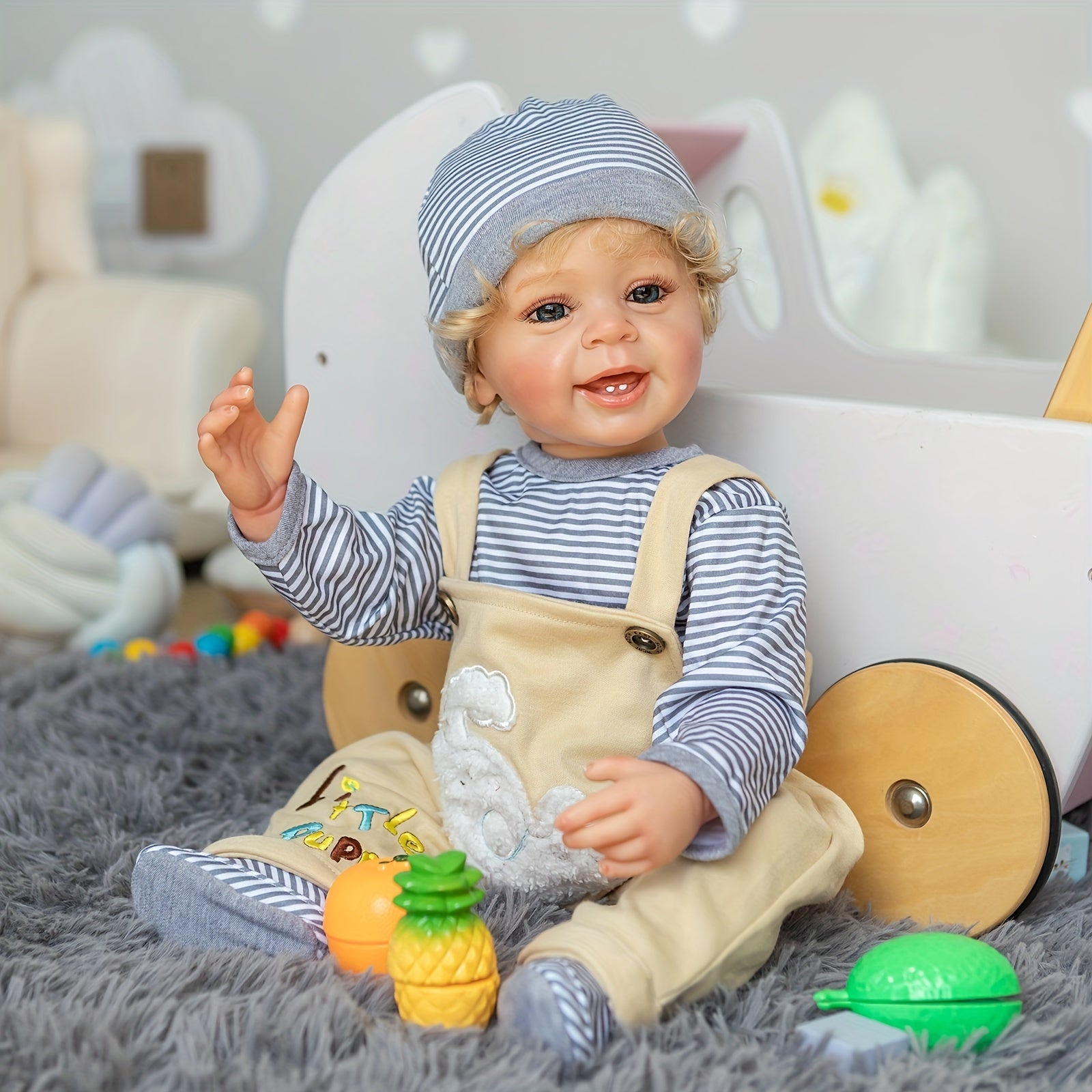 Rubber Boy Baby Doll Hair Simulation Play House Toy Gift