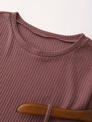 Waffle Loungewear Set: Top, Cami, Shorts