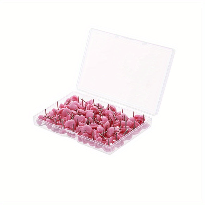 100pcs Heart Shape Push Pins Pink